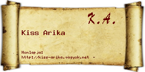 Kiss Arika névjegykártya